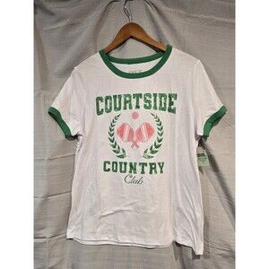 Tshirt Pickle Ball Courtside Country White Green Women SMALL Hobby Lobby Spring